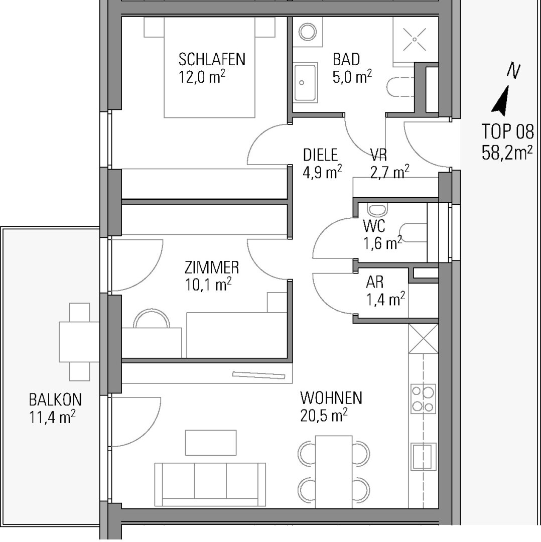 ERSTBEZUG mit Dezember/Jänner mit 3 Zimmer, herrlichem Balkon und 2 Tiefgaragenparkplätzen