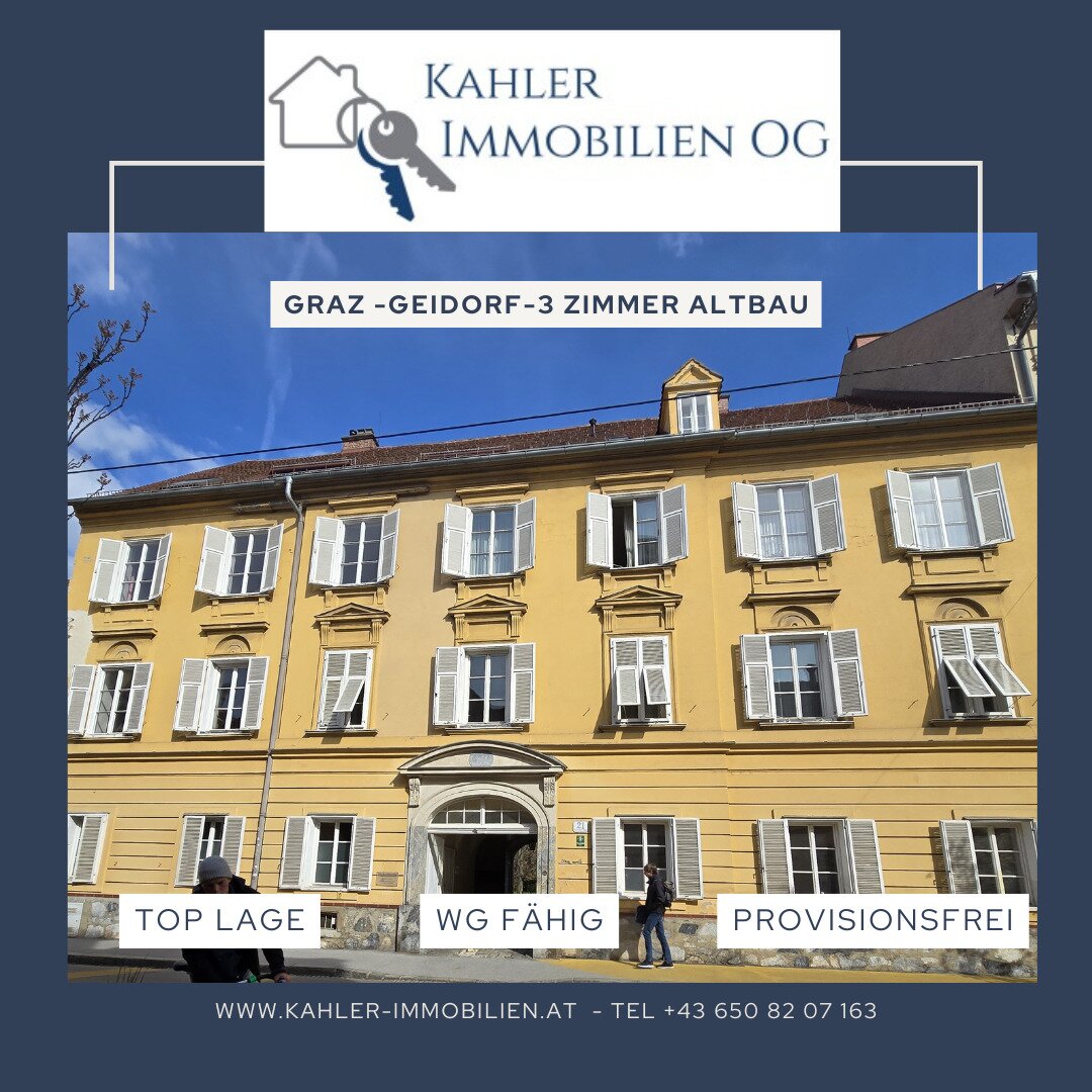 Graz - Geidorf - 3 Zimmer Altbauwohnung - WG geeignet - direkte Nähe zu KF Uni - provisionsfrei