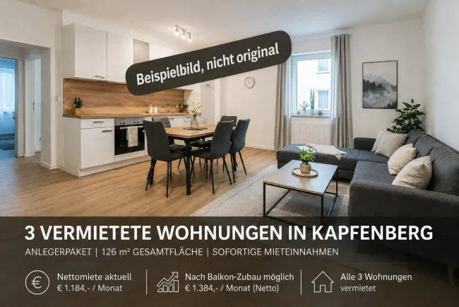 Anlegerpaket: 3 vermietete Wohnungen in Kapfenberg – solide Mieteinnahmen ab Übernahme - Titelbild