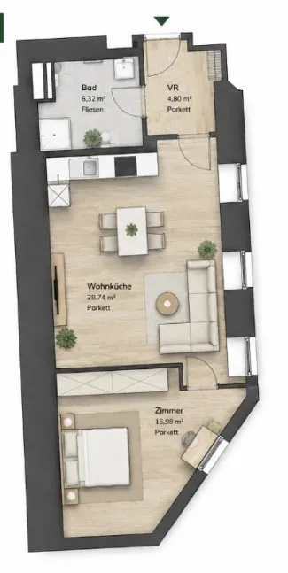 ERSTBEZUG! Schöne 2-Zimmer Wohnung im EG - INNENHOF. - 56m² mit Fußbodenheizung/-kühlung und U-Bahn Nähe in 1180 Wien! - Bild