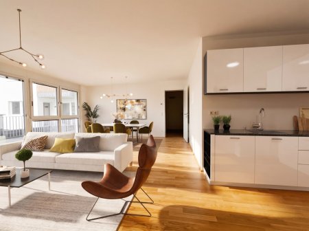 Erstbezug! Sehr schön aufgeteilte 3-Zimmer Wohnung mit 24 m2 Terrasse (Nähe Floridsdorfer Bahnhof)