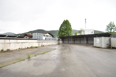 Ansicht - Lagerplatz mit großem Carport und Bürocontainer Pacht Elsbethen Salzburg