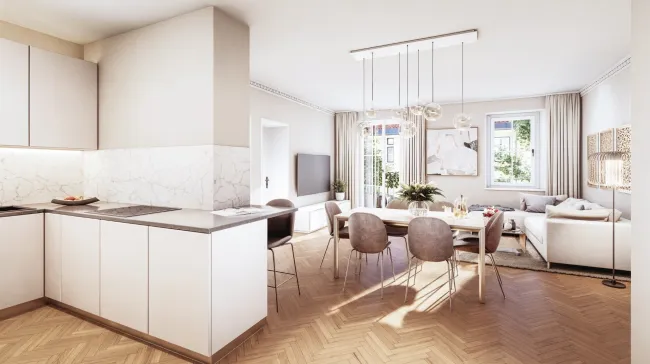 Ansicht -2 Zimmerwohnung mit Aufzug und Balkon in generalsanierter Ceconi-Villa  Kauf Elisabeth-Vorstadt Salzburg