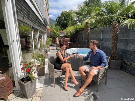 DORNBIRN-Gartenwohnung/Terrassenwohnung, ca. 57 m2 plus beheizter, ganzjährig nutzbarer Wintergarten ca. 19 m2, wie ein 2. Wohnzimmer, Gesamt-Wohn-NFL ca. 76 m2, inkl. 1 TG, direkter Zweit-Zugang über Terrassenanlage, verschließbares Gartentor.