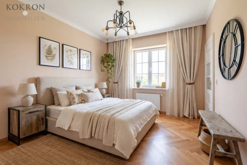 Schlafzimmer im Erdgeschoss - möbliert mit KI