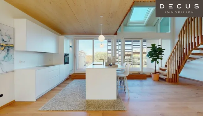 | EXKLUSIV & LICHTDURCHFLUTET | DACHGESCHOSS - MAISONETTE | 4 ZIMMER & OFFENER WOHN-KÜCHENBEREICH | CA. 155m² | MIT BLICK AUF DEN SCHLOSSBERG | DIREKTER LIFTZUGANG | 2 TERRASSEN | TOP LAGE - Bild