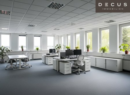 Großraumbüro  - Teppich wurde hier verändert und Mustermöblierung verwendet