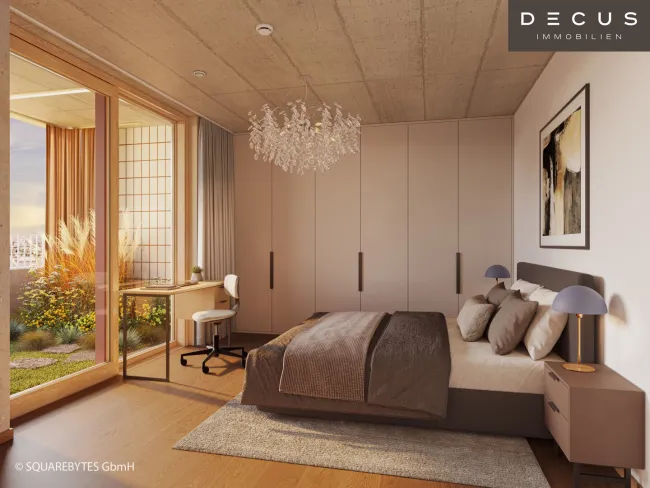GROSSER BALKON | WEITER AUSBLICK | 2 ZIMMER |UNIKAT FÜR FREIGEISTER | EIGENNUTZER | BF 14B | VILLAGE IM DRITTEN | FERTIGSTELLUNG 2027 - Bild