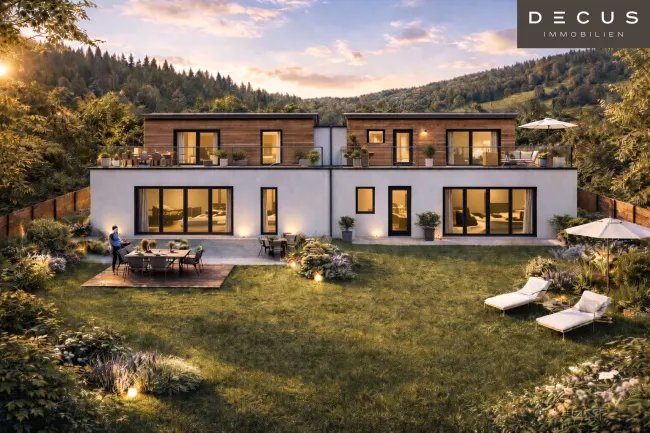 | Exklusives Doppelhaus am Bartberg in Pressbaum | Panoramalage mit Blick auf den Wienerwaldsee & direkter Waldrandlage | Schlüsselfertig | - Bild