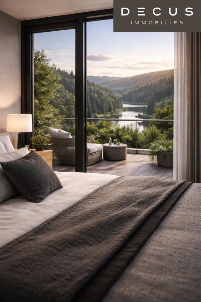 | Exklusive Villa am Bartberg in Pressbaum | Panoramablick auf den Wienerwaldsee & direkte Waldrandlage | Belagsfertig | - Bild