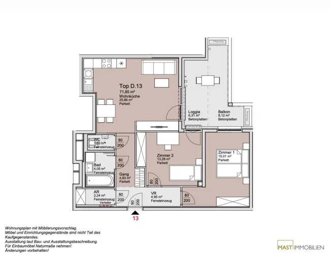 *ANLEGERPREIS*- Großzügige 3 Zimmer Wohnung mit 15 qm Freifläche unweit der Alten Donau! - Bild