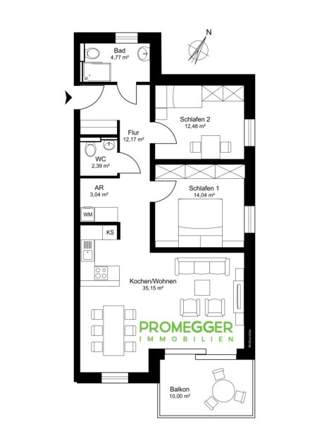 NEUBAUPROJEKT: PRÖLLHOFSTRASSE | OBERALM - 3 Zimmer Balkonwohnung - Provisionsfrei!