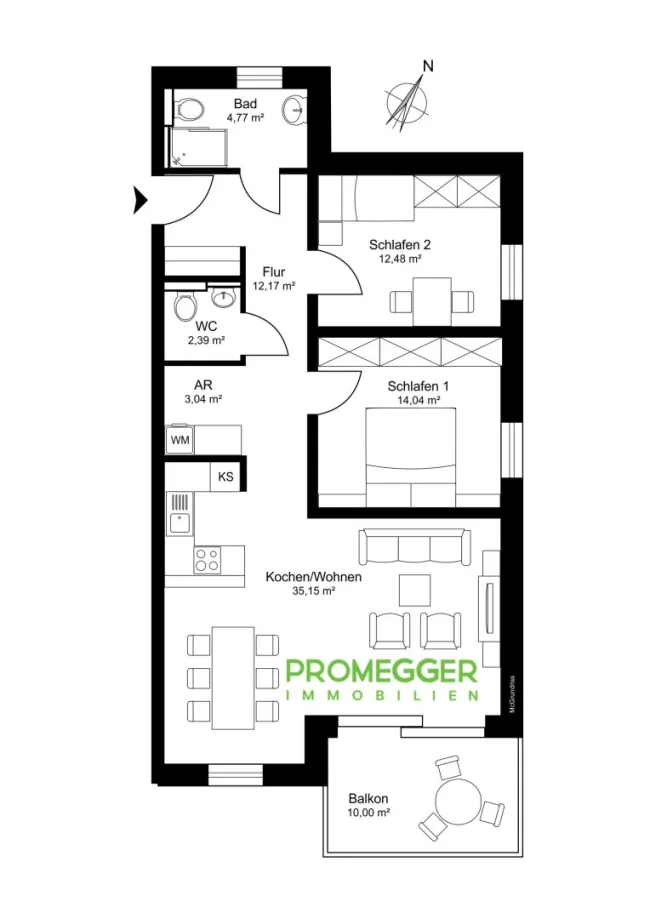 NEUBAUPROJEKT: PRÖLLHOFSTRASSE | OBERALM - 3 Zimmer Balkonwohnung - Provisionsfrei! - Bild