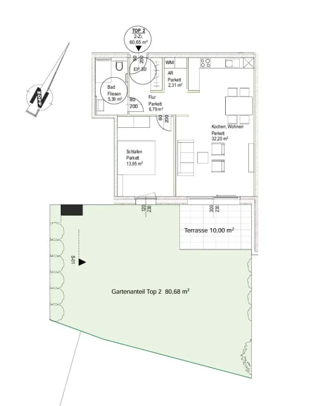 NEUBAUPROJEKT: PRÖLLHOFSTRASSE | OBERALM - 2 Zimmer Gartenwohnung - PROVISIONSFREI! - Bild