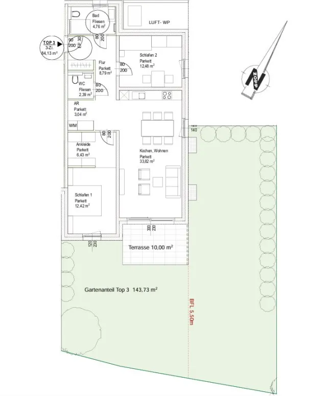 NEUBAUPROJEKT: PRÖLLHOFSTRASSE | OBERALM - 3 Zimmer Gartenwohnung - PROVISIONSFREI! - Bild