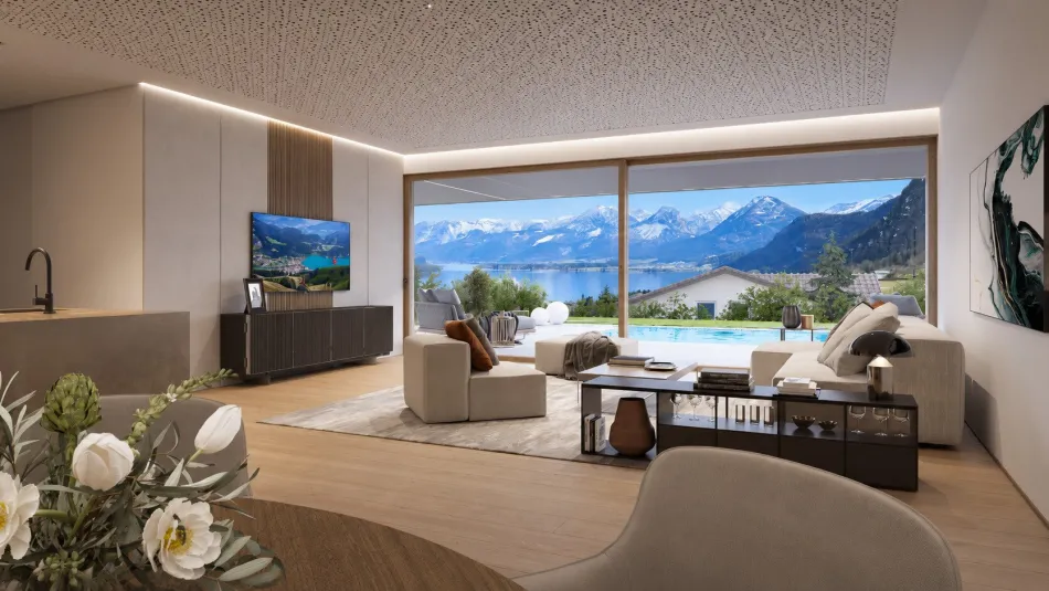 Exklusive Gartenwohnung mit privatem Pool & traumhaftem Wolfgangsee-Blick - Titelbild