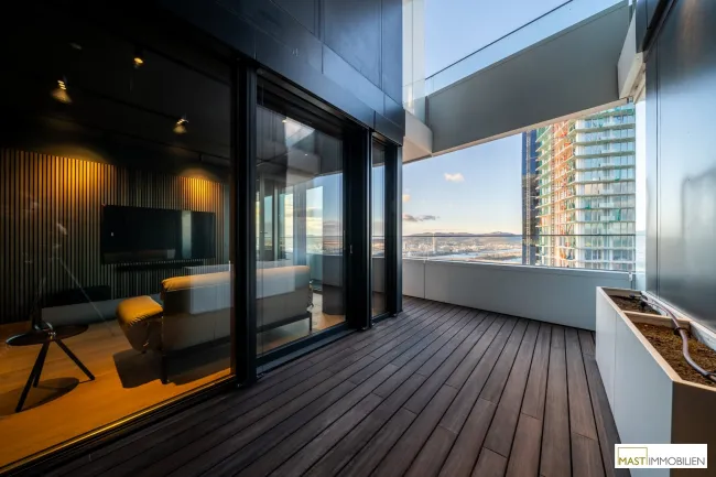 Luxuriöses Highrise-Apartment im 40. Stock – rund 87 m² Nutzfläche – Panoramablick über Donau & Kahlenberg | DANUBEFLATS - Titelbild