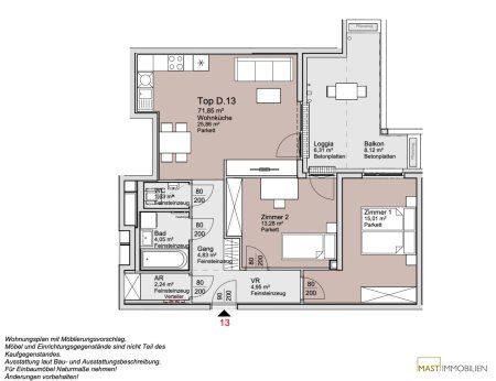 Herbst 2026! Provisionsfrei - Großzügige 3 Zimmer Wohnung mit 15 qm Freifläche unweit der Alten Donau!