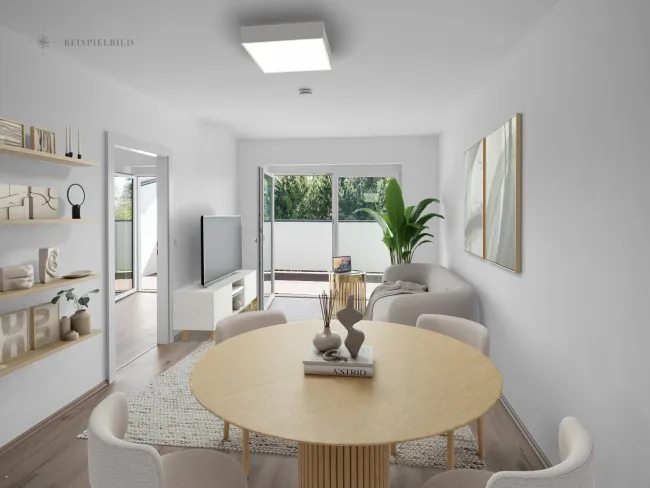 Neubau: 41,54 m² Wohnung mit 12 m² Balkon und Parkplatz (Top 2) - Titelbild