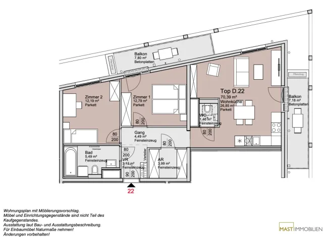*Provisionsfrei* 3 Zimmer Wohnung mit zwei Balkonen! - Bild