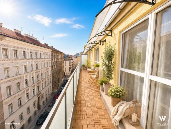 Helle 3-Zimmer-Wohnung mit 17m2 Terrasse nahe Naschmarkt | Klima | 3 Gehminuten U4xU2 Pilgramgasse - Titelbild