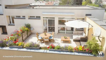 2-Zimmer-Wohnung | Terrasse ca. 45 m² | Thermisch saniertes Haus