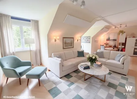 Dachgeschosswohnung im 18. | 2 Zimmer | ruhig, gepflegt | 1 Gehminute zum Pötzleinsdorfer Schlosspark