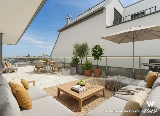 Luxury Rooftop Living nahe Alte Donau | 4 Zimmer | 91 m² Terrassen | Kamin & Klima | Glorit 2021 - Titelbild