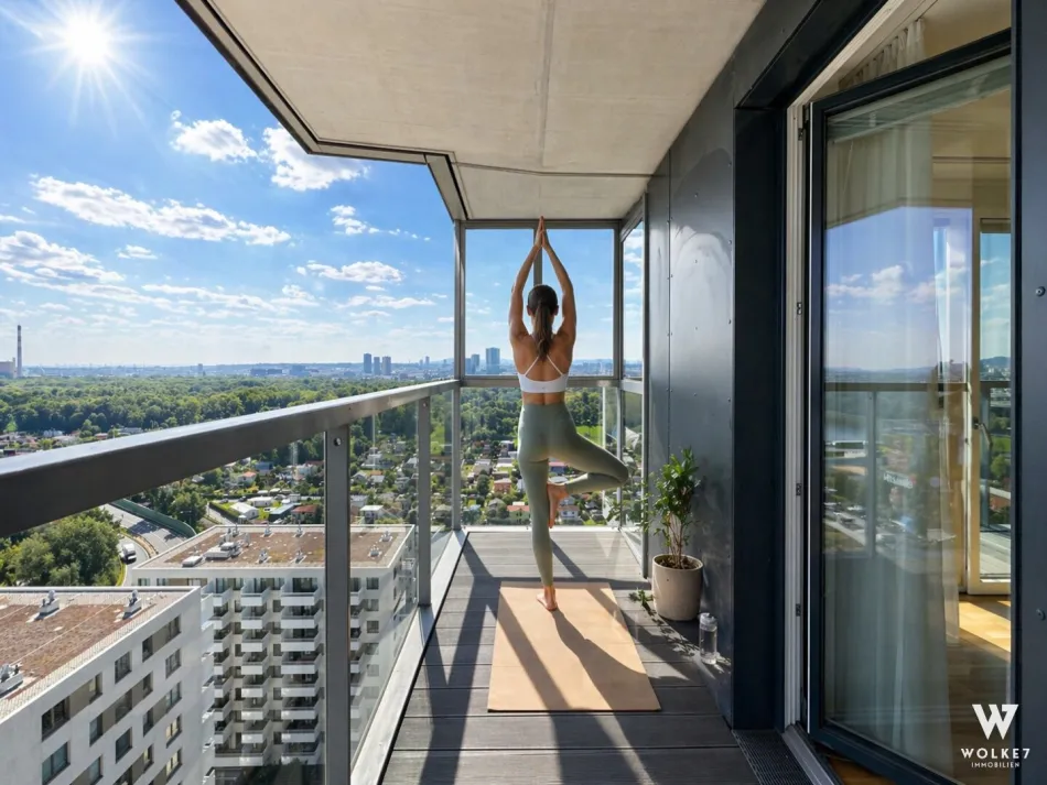 Ein Ausblick, der begeistert: Exklusive 3-Zimmer-Residenz im Marina Tower mit Donaupanorama | 16. Stock - Titelbild