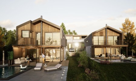 WOHNEN im WIENERWALD – Baugrund für Premium Holz Massivhaus im Chalet Stil