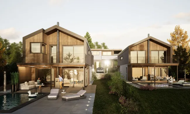 WOHNEN im WIENERWALD – Baugrund für Premium Holz Massivhaus im Chalet Stil - Bild