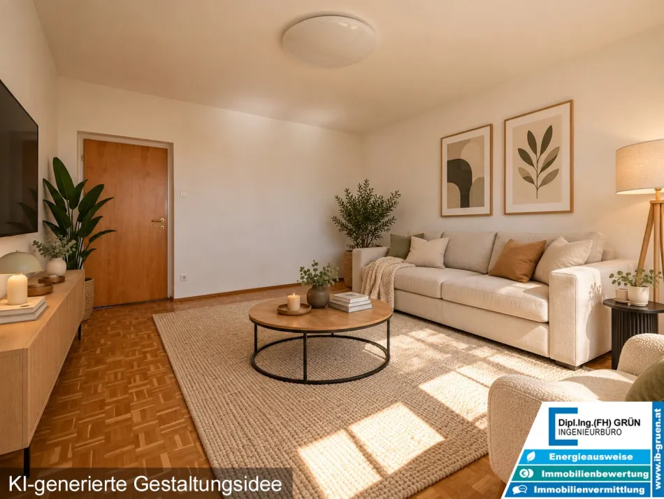 Gepflegte 3-Zi.-Wohnung m. Balkon - ruhige Grünlage in Leonding - optionaler Schrebergarten - Bild