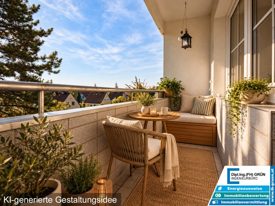 Gepflegte 3-Zi.-Wohnung m. Balkon - ruhige Grünlage in Leonding - optionaler Schrebergarten - Bild