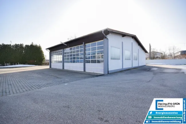 7133m² Betriebsliegenschaft - Betriebshalle, Wohnhäuser, Büro, Garagen, Betriebstankstelle, Baugrund - Projekt für große Arbeiterunterkunft - Bild
