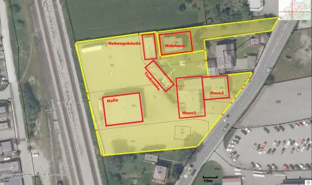 7133m² Betriebsliegenschaft - Betriebshalle, Wohnhäuser, Büro, Garagen, Betriebstankstelle, Baugrund - Projekt für große Arbeiterunterkunft