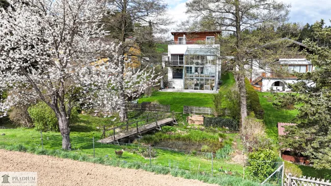 Einzigartiges Zuhause (345 m² Nfl.) mit Wintergarten, Naturteichen & Fernblick im Wienerwald - Bild