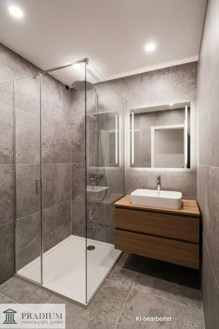 Badezimmer (Ki generiert) Duschwand wird noch eingebaut