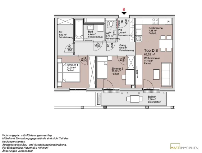 *ALTE DONAU* Provisionsfreie 3-Zimmer Wohnung mit Balkon - Bild