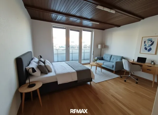 Wohn-Schlafzimmer KI generiert