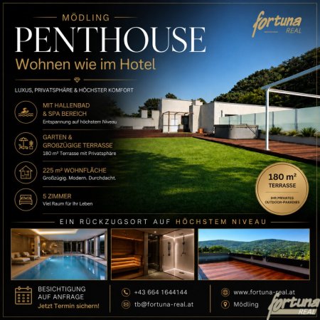 Exklusives Penthouse mit Hotelambiente – Hallenbad, Spa-Bereich, Partykeller und uneinsehbarer Dachterrasse