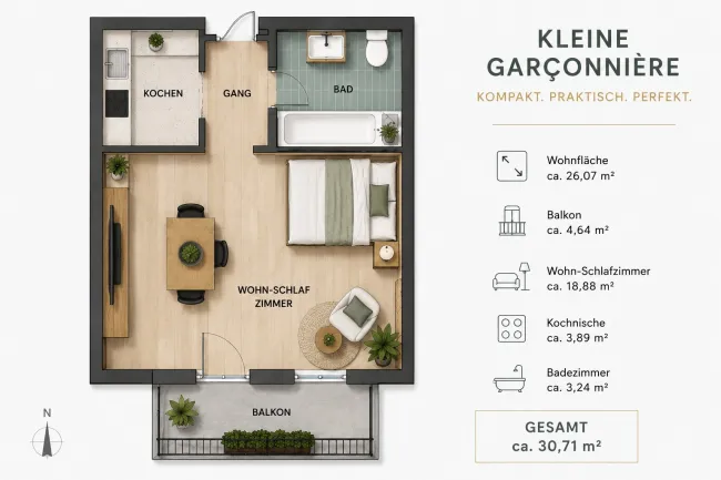 INNSBRUCK - Garconnière mit Südbalkon in zentraler Lage nahe der Klinik - Titelbild