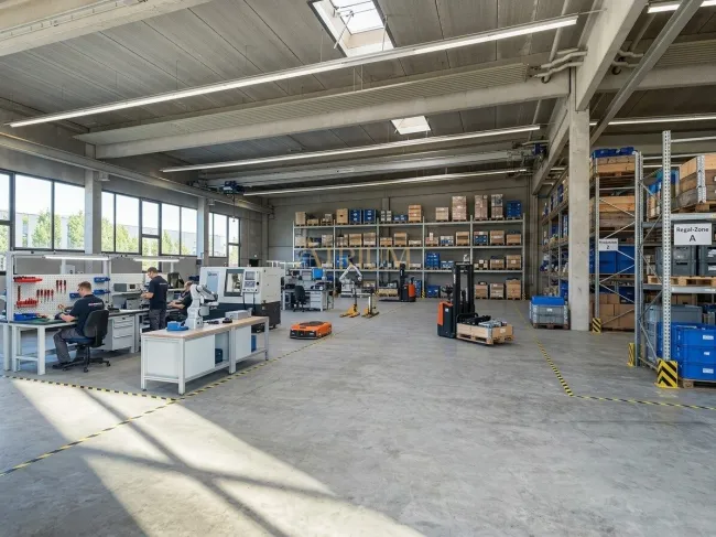 Platzmangel? Dann haben wir die Lösung. Imposante 7m Deckenhöhe mit ca. 810m² Nutzfläche und 40m² Bürotrakt. - Titelbild