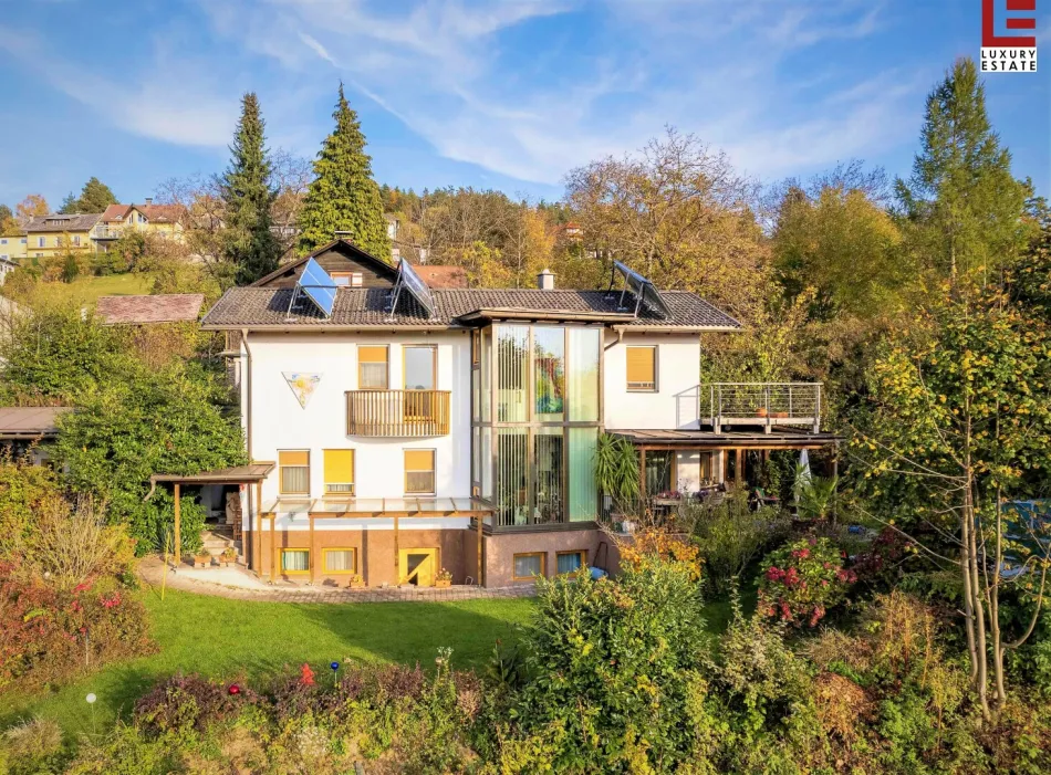 NEUER PREIS: Pracht-Panorama-Landhaus + Pool über dem Wörthersee-Südufer - Bild