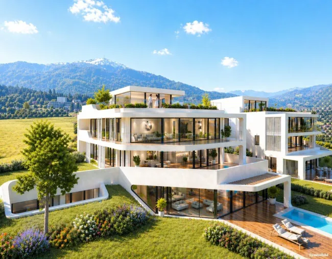 exklusive Gartenapartments mit Pool-Bescheid - Luxuriöses Wohnprojekt in Aldrans - Titelbild