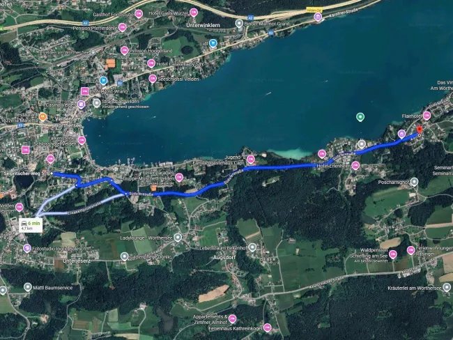 Routenplaner nach Velden 6 Fahrminuten