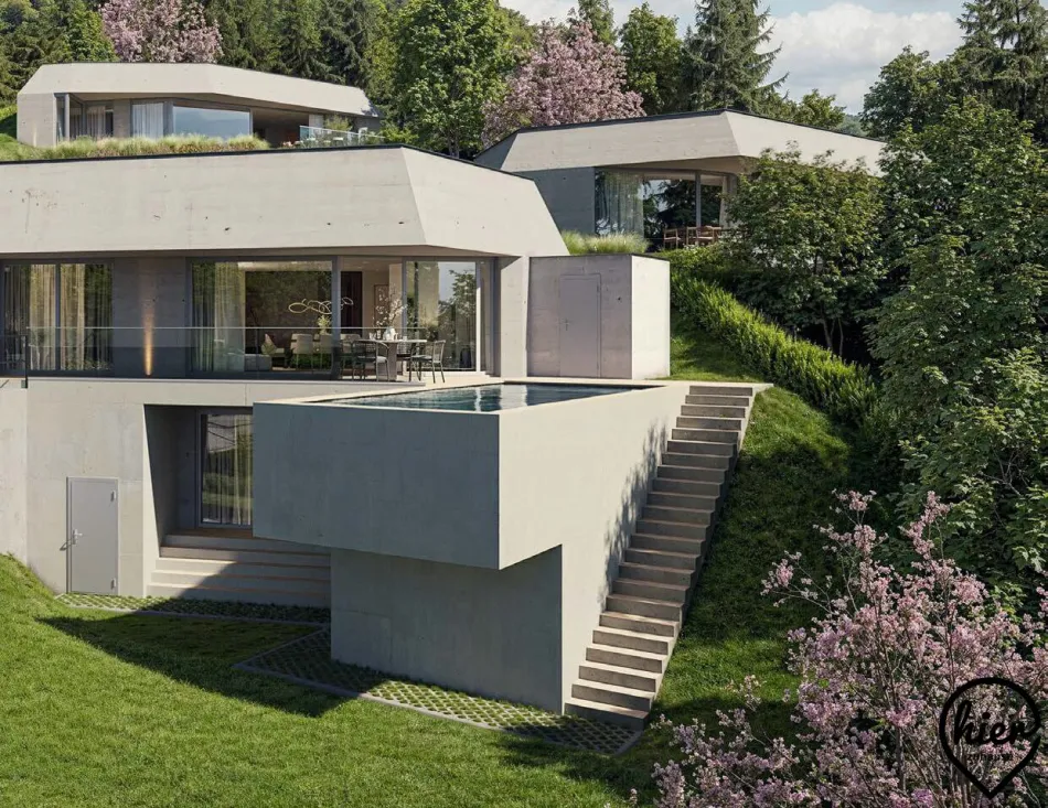 Exklusive Neubauvilla mit Infinity-Feeling & Schlossbergblick | Pool, Sauna, absolute Ruhelage - Bild