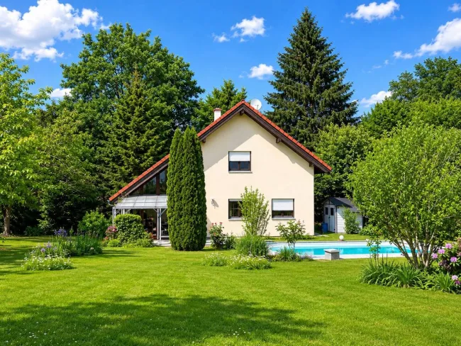 Familienidylle & Paradies in absoluter Ruhelage mit Pool, Wintergarten und Naturteich! - Titelbild