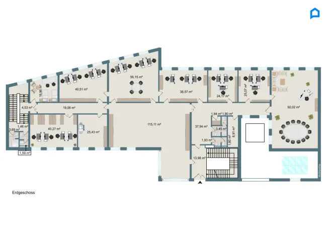 +Flexibles modernes Büro ca. 297 m² ,15-20 Räume insgesamt möglich, Teeküche, Toiletten, optionale PKW Stellplätze, optionaler Keller+ - Bild