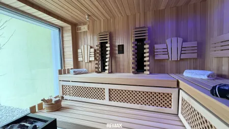 Sauna mit Blick in den Garten