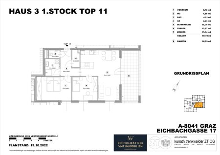 Neuwertige 3-Zi-Wohnung mit Balkon in Graz, 68m², Fußbodenheizung, Aufzug, Wohnküche!